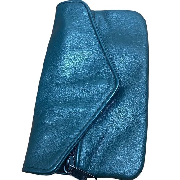 Tromet Dark green leather fold over snap wallet with two zippered compartments - Picture 5 of 13